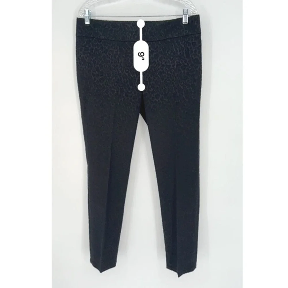 LOFT Marisa Black‎ Leopard Jacquard Slim Dress Pants 8 Party Chic Classic 92-02